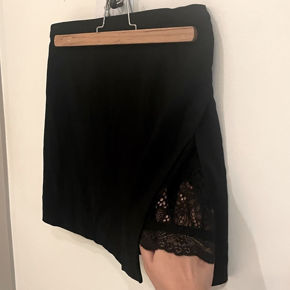 Black Peek-A-Boo Lace Slit Mini Skirt | Marciano | Size S